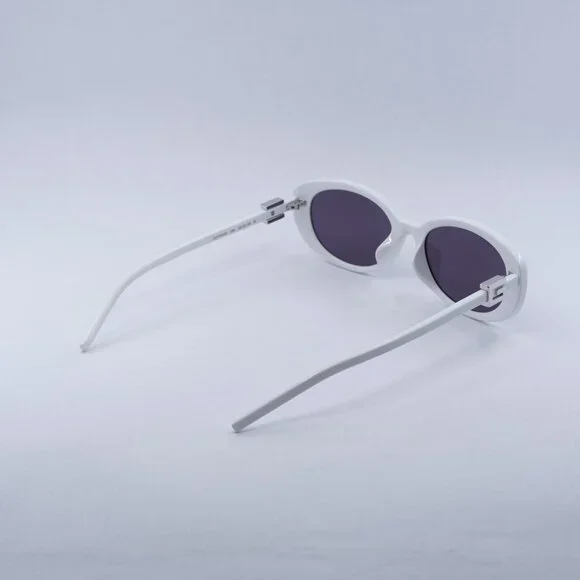 Gucci GG1684SA 006 Sunglasses White Oval Frame, Grey Lenses